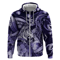 Personalised Maori Romantic Valentine Zip Hoodie The Hongi Kiss Purple Galaxy DT05 Zip Hoodie Purple - Polynesian Pride