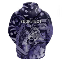 Personalised Maori Romantic Valentine Zip Hoodie The Hongi Kiss Purple Galaxy DT05 - Polynesian Pride