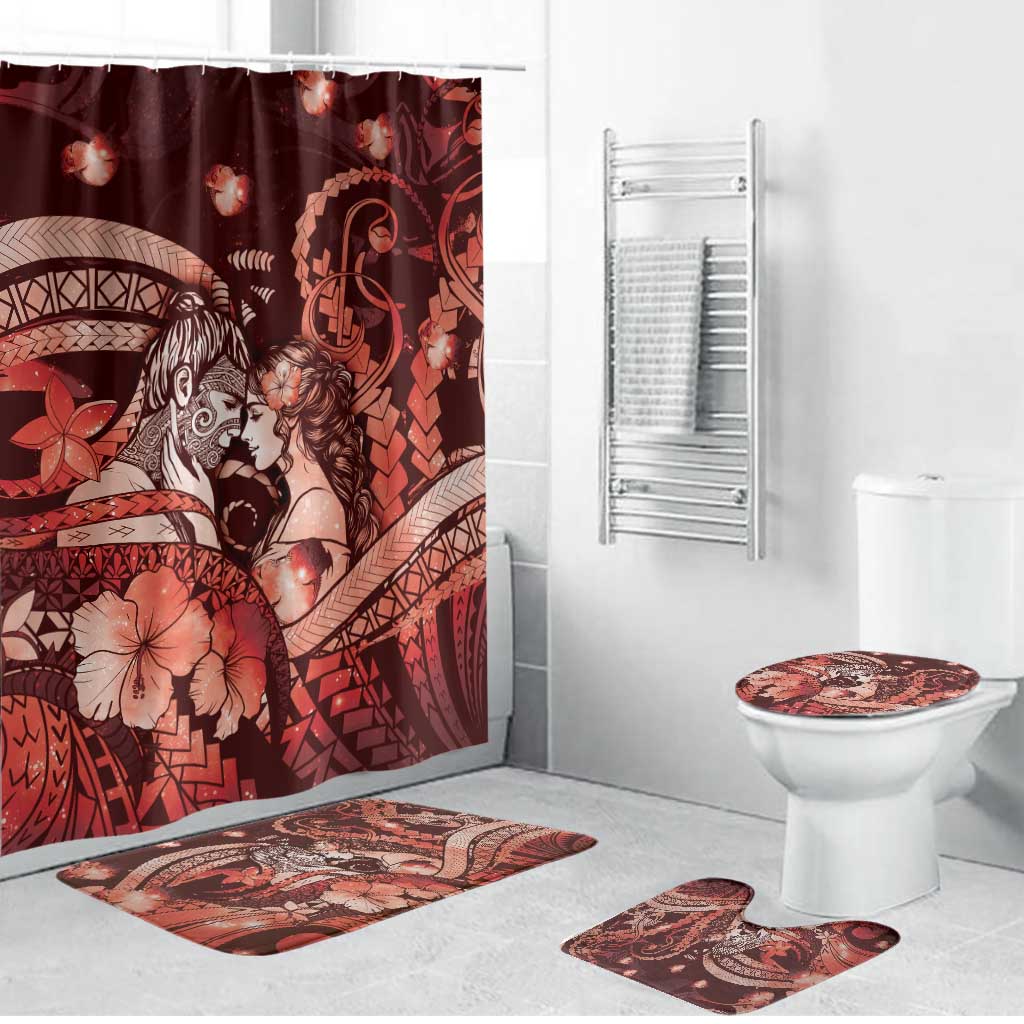 Maori Romantic Valentine Bathroom Set The Hongi Kiss Red Galaxy DT05 Bathroom Set (4 pcs) Red - Polynesian Pride