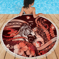 Maori Romantic Valentine Beach Blanket The Hongi Kiss Red Galaxy DT05 - Polynesian Pride