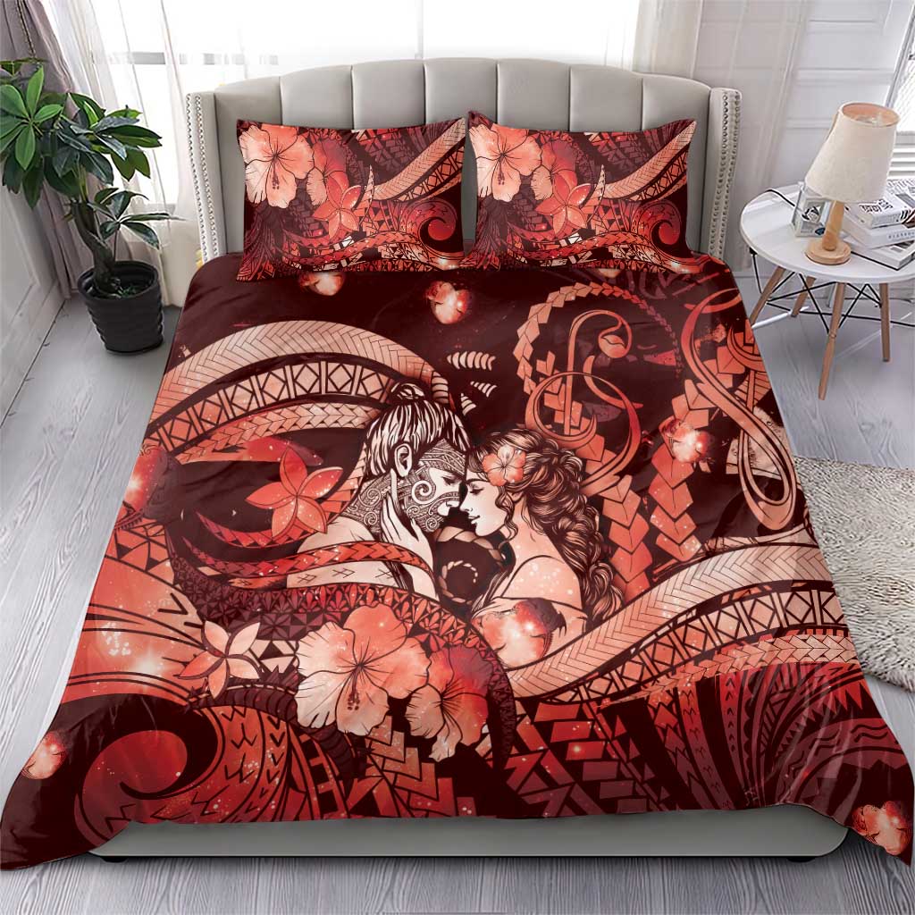 Maori Romantic Valentine Bedding Set The Hongi Kiss Red Galaxy DT05 - Polynesian Pride
