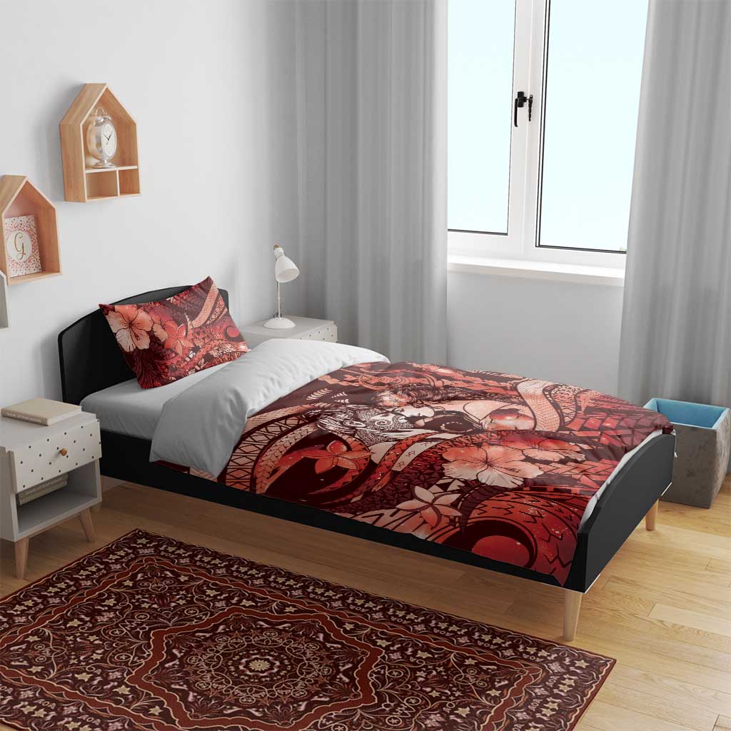 Maori Romantic Valentine Bedding Set The Hongi Kiss Red Galaxy DT05 - Polynesian Pride