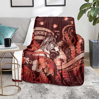 Maori Romantic Valentine Blanket The Hongi Kiss Red Galaxy DT05 - Polynesian Pride