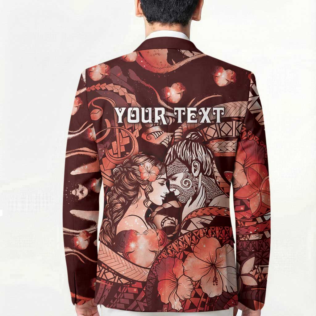 Personalised Maori Romantic Valentine Blazer The Hongi Kiss Red Galaxy DT05 - Polynesian Pride