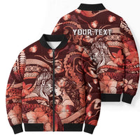 Personalised Maori Romantic Valentine Bomber Puffer Jacket The Hongi Kiss Red Galaxy DT05 - Polynesian Pride
