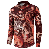 Personalised Maori Romantic Valentine Button Sweatshirt The Hongi Kiss Red Galaxy DT05 - Polynesian Pride