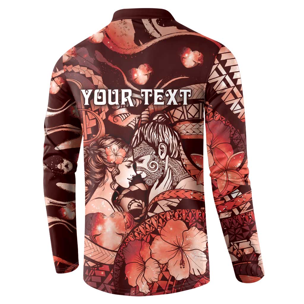 Personalised Maori Romantic Valentine Button Sweatshirt The Hongi Kiss Red Galaxy DT05 - Polynesian Pride