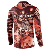 Personalised Maori Romantic Valentine Button Sweatshirt The Hongi Kiss Red Galaxy DT05 - Polynesian Pride