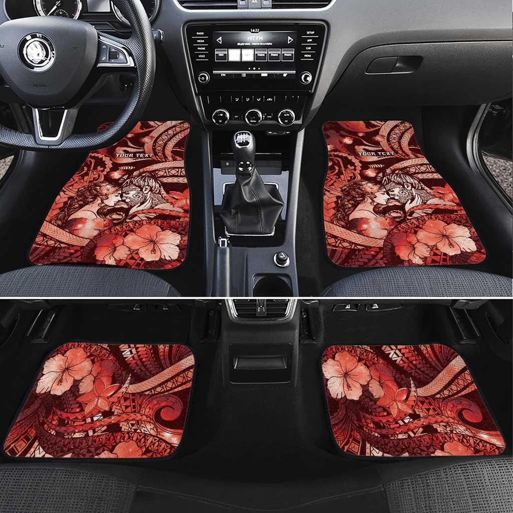 Personalised Maori Romantic Valentine Car Mats The Hongi Kiss Red Galaxy DT05 Set 4pcs Red - Polynesian Pride