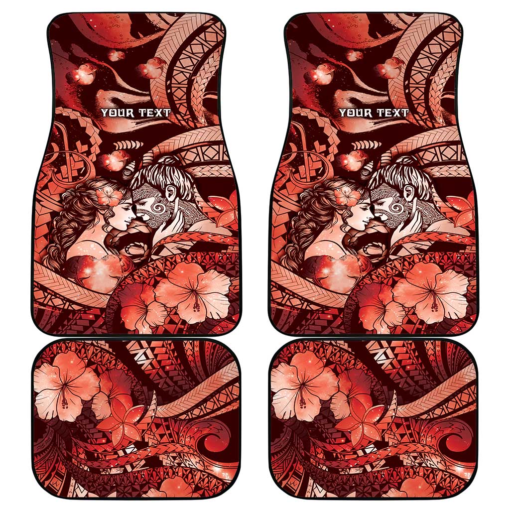 Personalised Maori Romantic Valentine Car Mats The Hongi Kiss Red Galaxy DT05 - Polynesian Pride