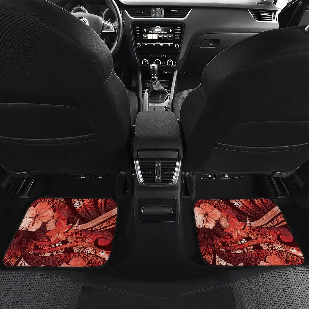 Personalised Maori Romantic Valentine Car Mats The Hongi Kiss Red Galaxy DT05 Set 2pcs - Back Red - Polynesian Pride