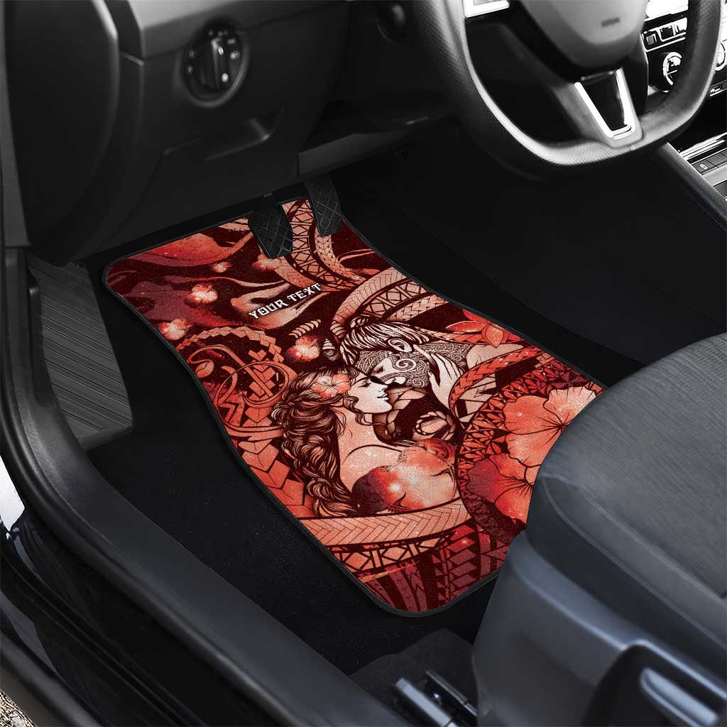 Personalised Maori Romantic Valentine Car Mats The Hongi Kiss Red Galaxy DT05 - Polynesian Pride