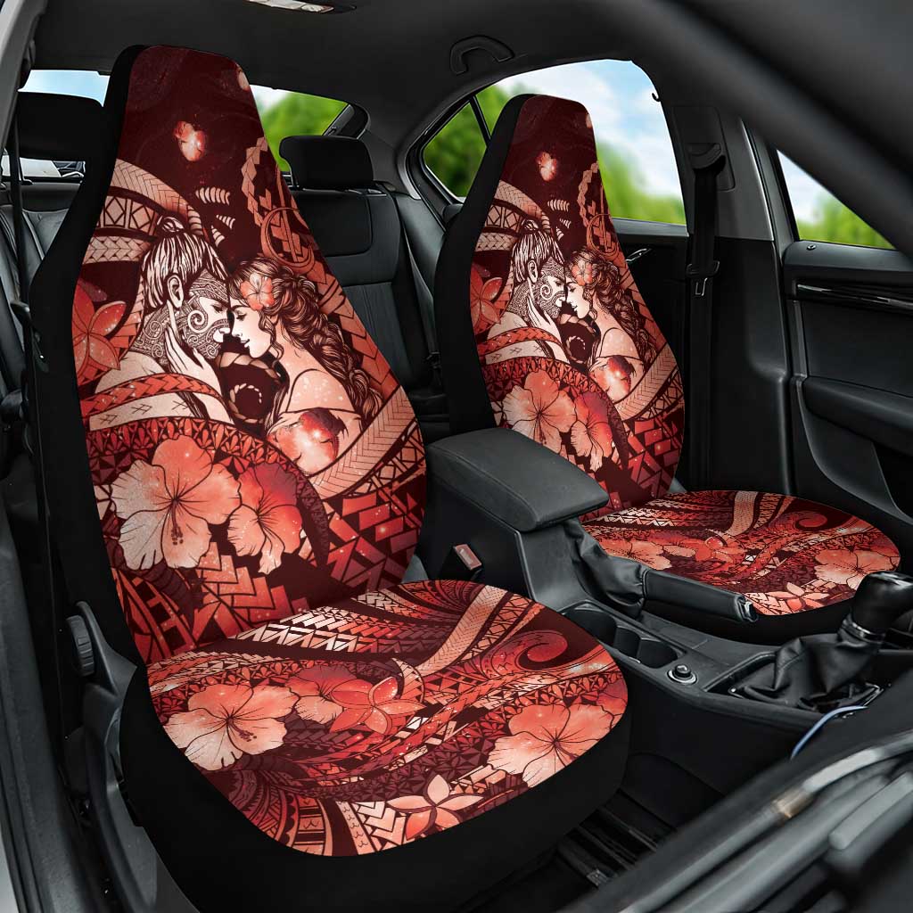 Maori Romantic Valentine Car Seat Cover The Hongi Kiss Red Galaxy DT05 One Size Red - Polynesian Pride