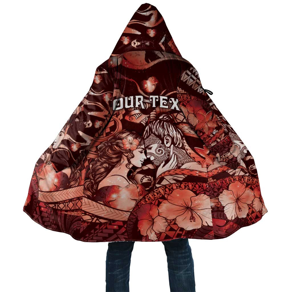 Personalised Maori Romantic Valentine Cloak The Hongi Kiss Red Galaxy DT05 Unisex Red - Polynesian Pride