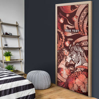 Personalised Maori Romantic Valentine Door Cover The Hongi Kiss Red Galaxy DT05 - Polynesian Pride
