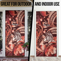 Personalised Maori Romantic Valentine Door Cover The Hongi Kiss Red Galaxy DT05 - Polynesian Pride