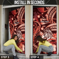 Personalised Maori Romantic Valentine Door Cover The Hongi Kiss Red Galaxy DT05 - Polynesian Pride