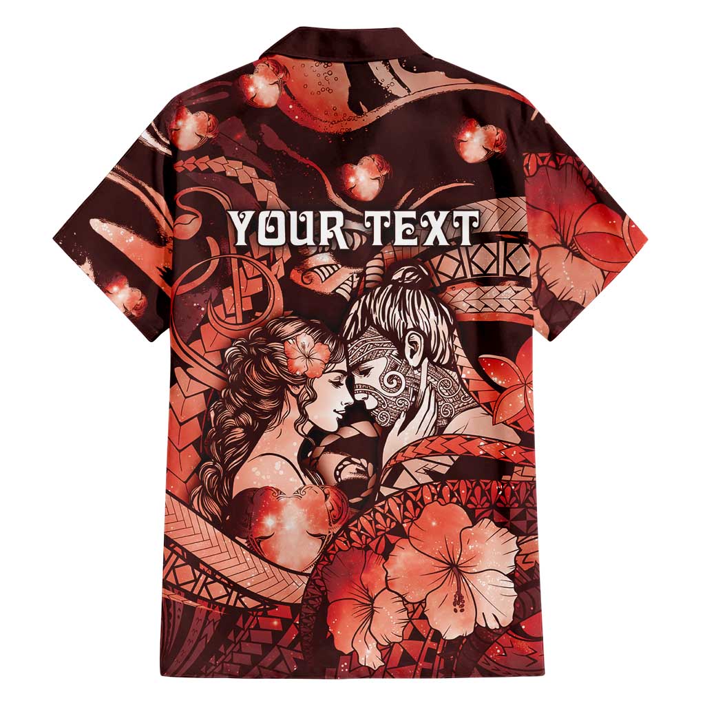 Personalised Maori Romantic Valentine Family Matching Summer Maxi Dress and Hawaiian Shirt The Hongi Kiss Red Galaxy