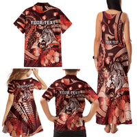 Personalised Maori Romantic Valentine Family Matching Tank Maxi Dress and Hawaiian Shirt The Hongi Kiss Red Galaxy
