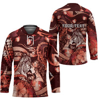 Personalised Maori Romantic Valentine Hockey Jersey The Hongi Kiss Red Galaxy DT05 - Polynesian Pride
