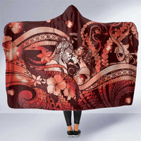 Maori Romantic Valentine Hooded Blanket The Hongi Kiss Red Galaxy DT05 One Size Red - Polynesian Pride