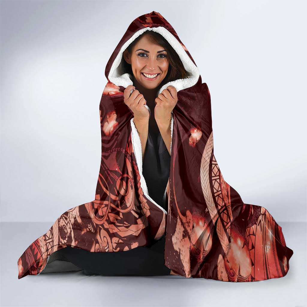 Maori Romantic Valentine Hooded Blanket The Hongi Kiss Red Galaxy DT05 - Polynesian Pride