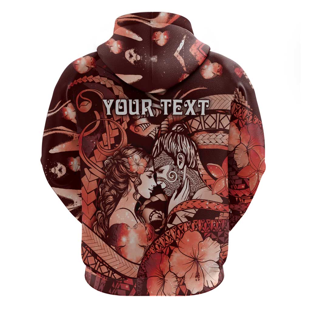 Personalised Maori Romantic Valentine Hoodie The Hongi Kiss Red Galaxy DT05 - Polynesian Pride