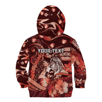 Personalised Maori Romantic Valentine Kid Hoodie The Hongi Kiss Red Galaxy DT05 - Polynesian Pride