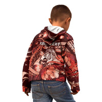 Personalised Maori Romantic Valentine Kid Hoodie The Hongi Kiss Red Galaxy DT05 - Polynesian Pride