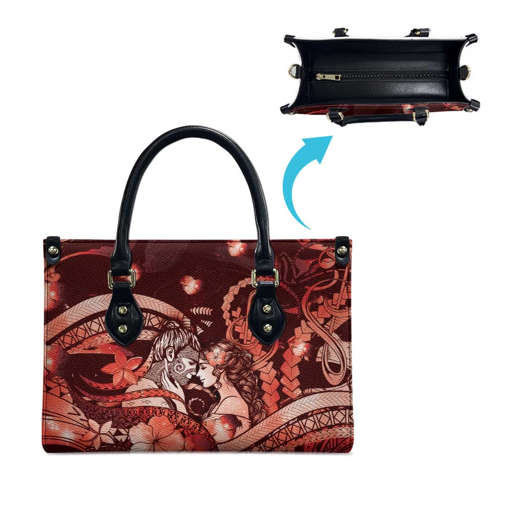 Maori Romantic Valentine Leather Bag The Hongi Kiss Red Galaxy DT05 - Polynesian Pride