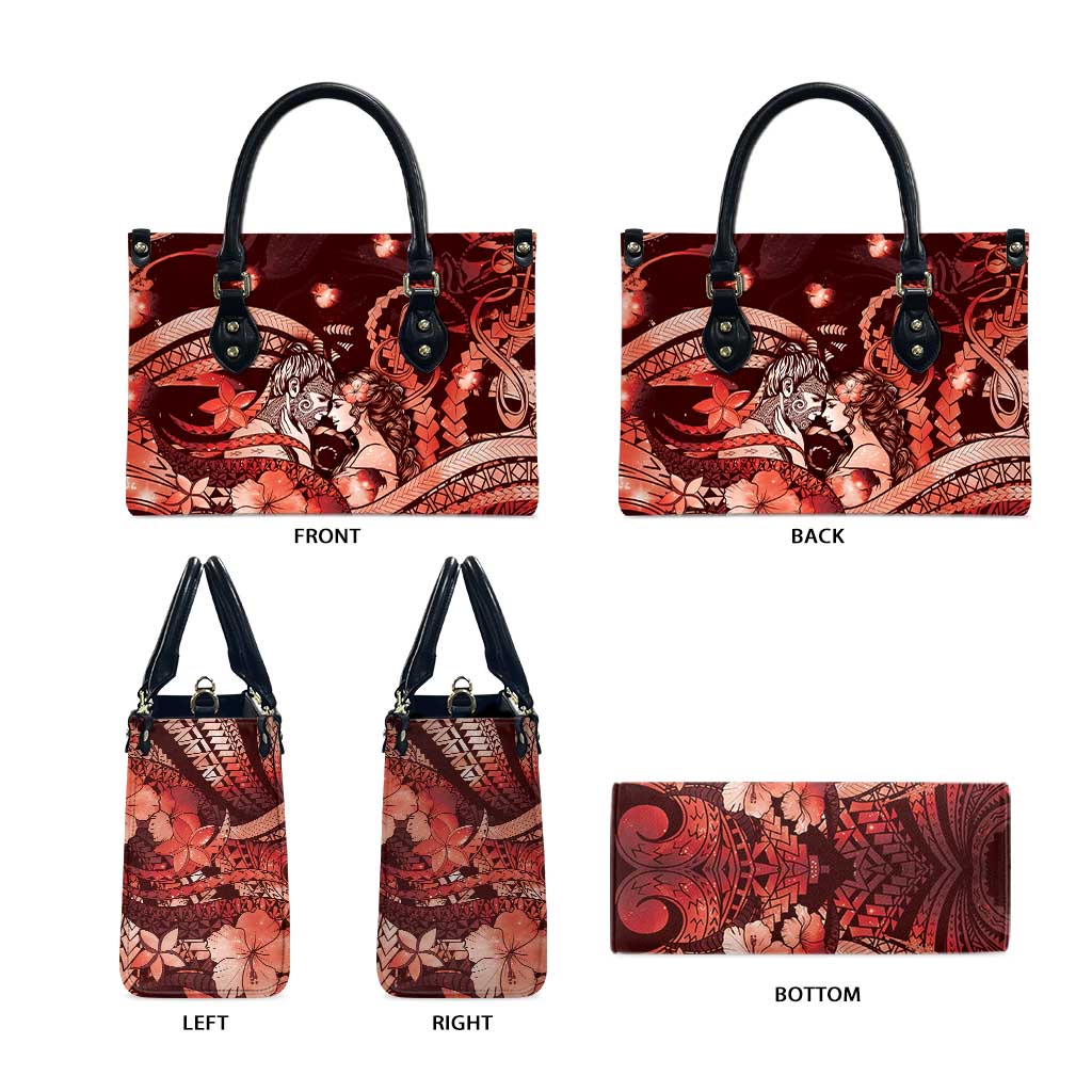 Maori Romantic Valentine Leather Bag The Hongi Kiss Red Galaxy DT05 - Polynesian Pride