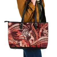 Maori Romantic Valentine Leather Tote Bag The Hongi Kiss Red Galaxy DT05 - Polynesian Pride