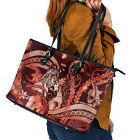 Maori Romantic Valentine Leather Tote Bag The Hongi Kiss Red Galaxy DT05 - Polynesian Pride