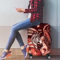 Maori Romantic Valentine Luggage Cover The Hongi Kiss Red Galaxy DT05 - Polynesian Pride
