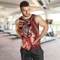Personalised Maori Romantic Valentine Men Tank Top The Hongi Kiss Red Galaxy DT05 Red - Polynesian Pride