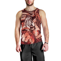 Personalised Maori Romantic Valentine Men Tank Top The Hongi Kiss Red Galaxy DT05 - Polynesian Pride