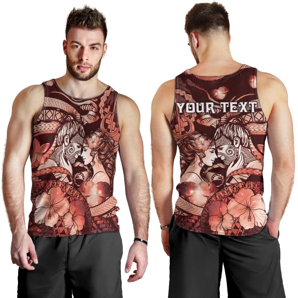 Personalised Maori Romantic Valentine Men Tank Top The Hongi Kiss Red Galaxy DT05 - Polynesian Pride