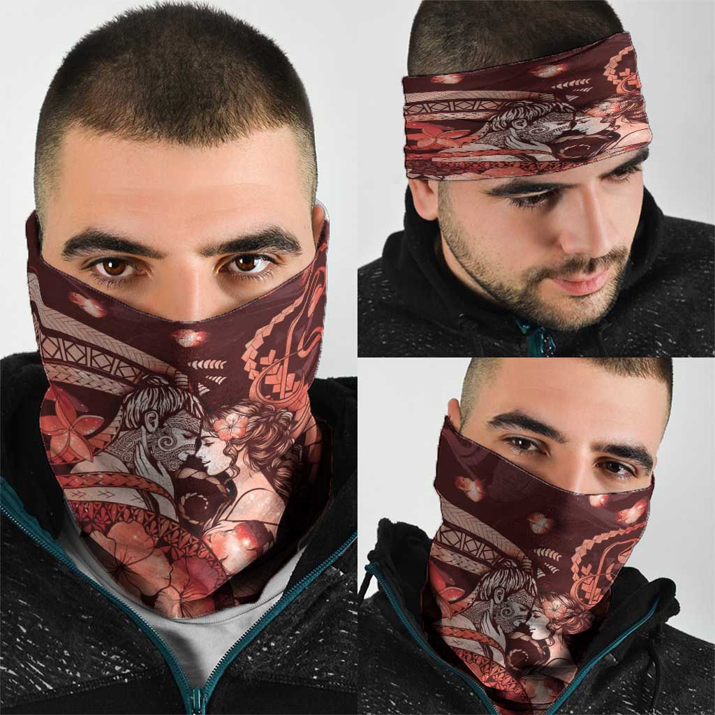 Maori Romantic Valentine Neck Gaiter The Hongi Kiss Red Galaxy