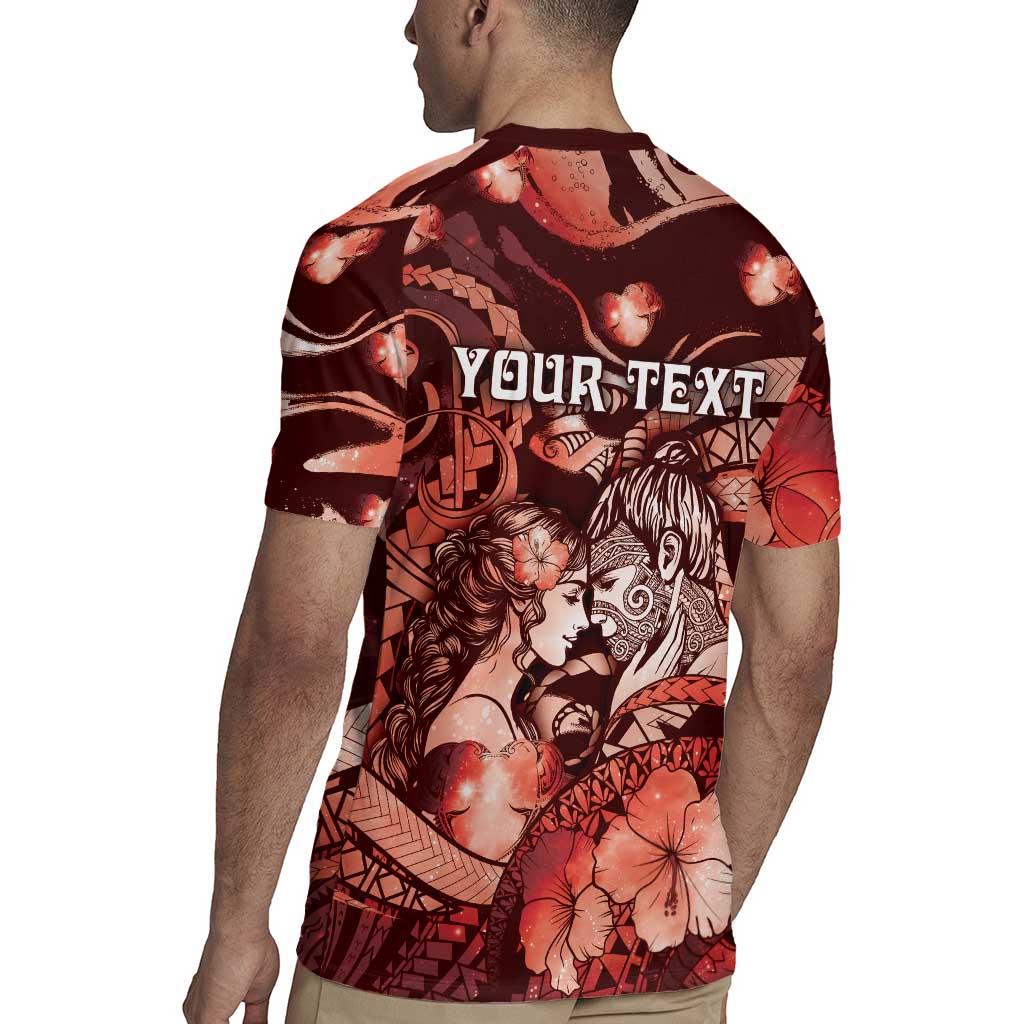 Personalised Maori Romantic Valentine Rugby Jersey The Hongi Kiss Red Galaxy DT05 - Polynesian Pride