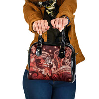 Maori Romantic Valentine Shoulder Handbag The Hongi Kiss Red Galaxy DT05 One Size Red - Polynesian Pride