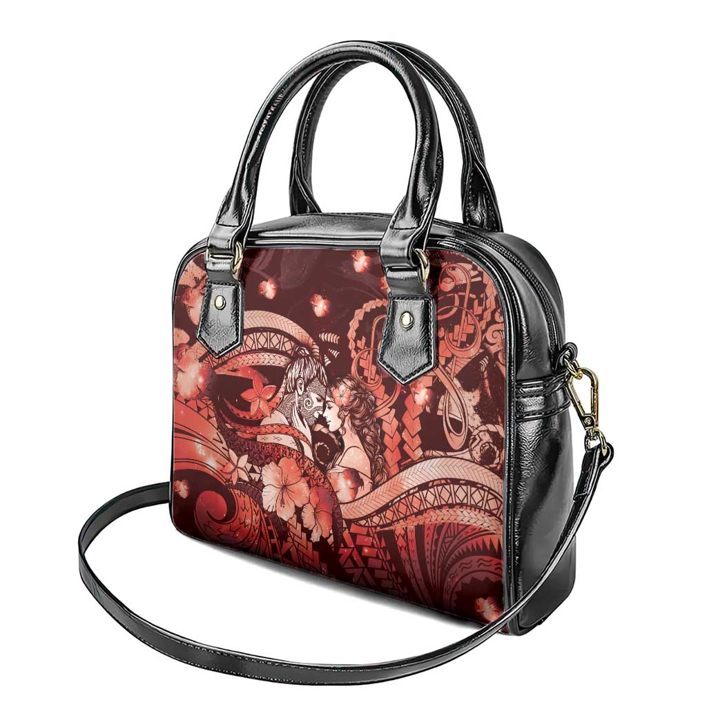 Maori Romantic Valentine Shoulder Handbag The Hongi Kiss Red Galaxy DT05 - Polynesian Pride