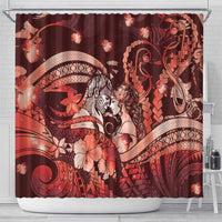 Maori Romantic Valentine Shower Curtain The Hongi Kiss Red Galaxy DT05 - Polynesian Pride