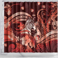 Maori Romantic Valentine Shower Curtain The Hongi Kiss Red Galaxy DT05 - Polynesian Pride
