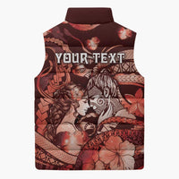 Personalised Maori Romantic Valentine Sleeveless Puffer Jacket The Hongi Kiss Red Galaxy DT05 - Polynesian Pride