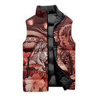 Personalised Maori Romantic Valentine Sleeveless Puffer Jacket The Hongi Kiss Red Galaxy DT05 - Polynesian Pride
