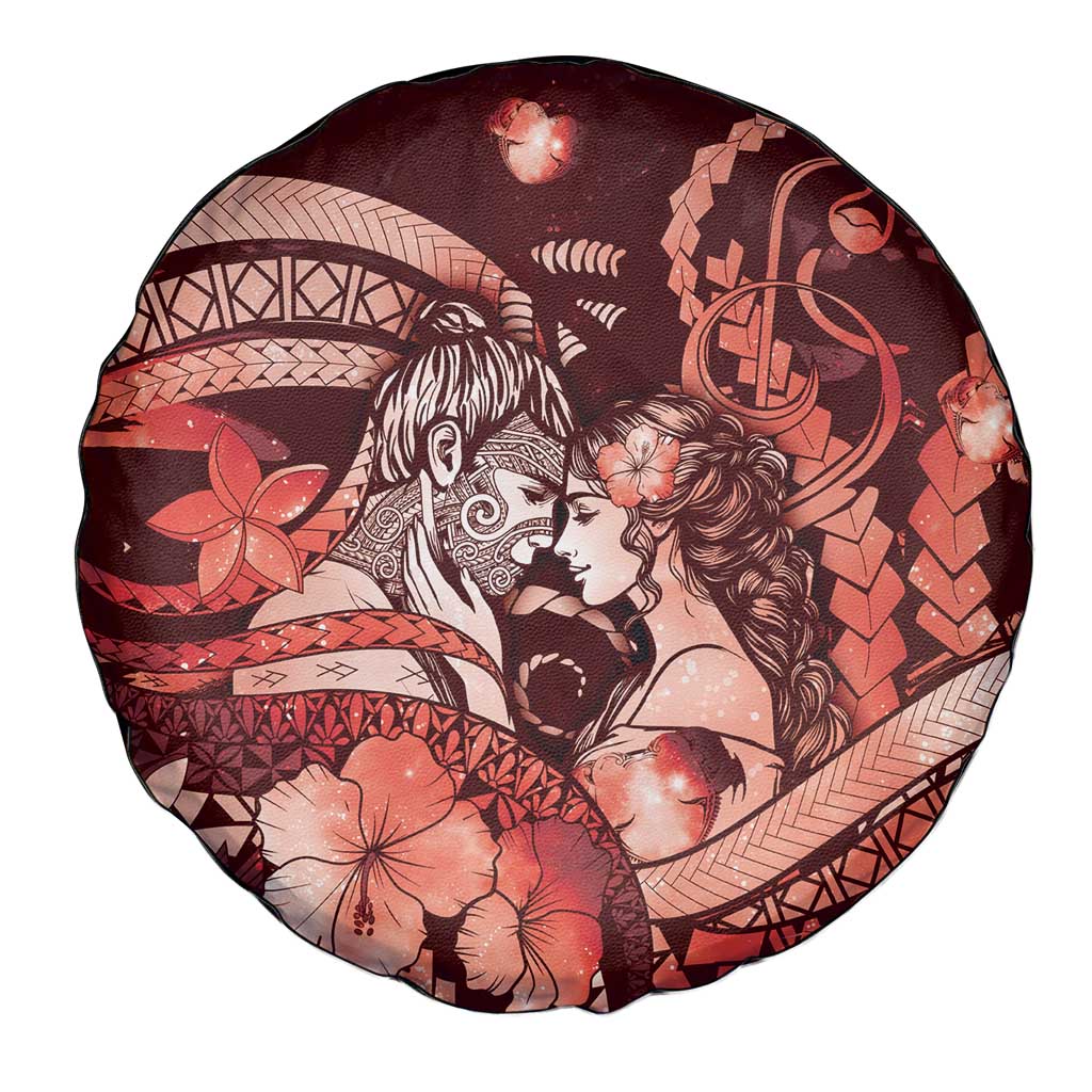 Maori Romantic Valentine Spare Tire Cover The Hongi Kiss Red Galaxy DT05 - Polynesian Pride