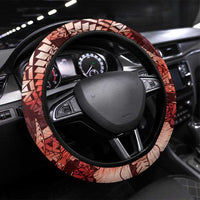 Maori Romantic Valentine Steering Wheel Cover The Hongi Kiss Red Galaxy DT05 Universal Fit Red - Polynesian Pride