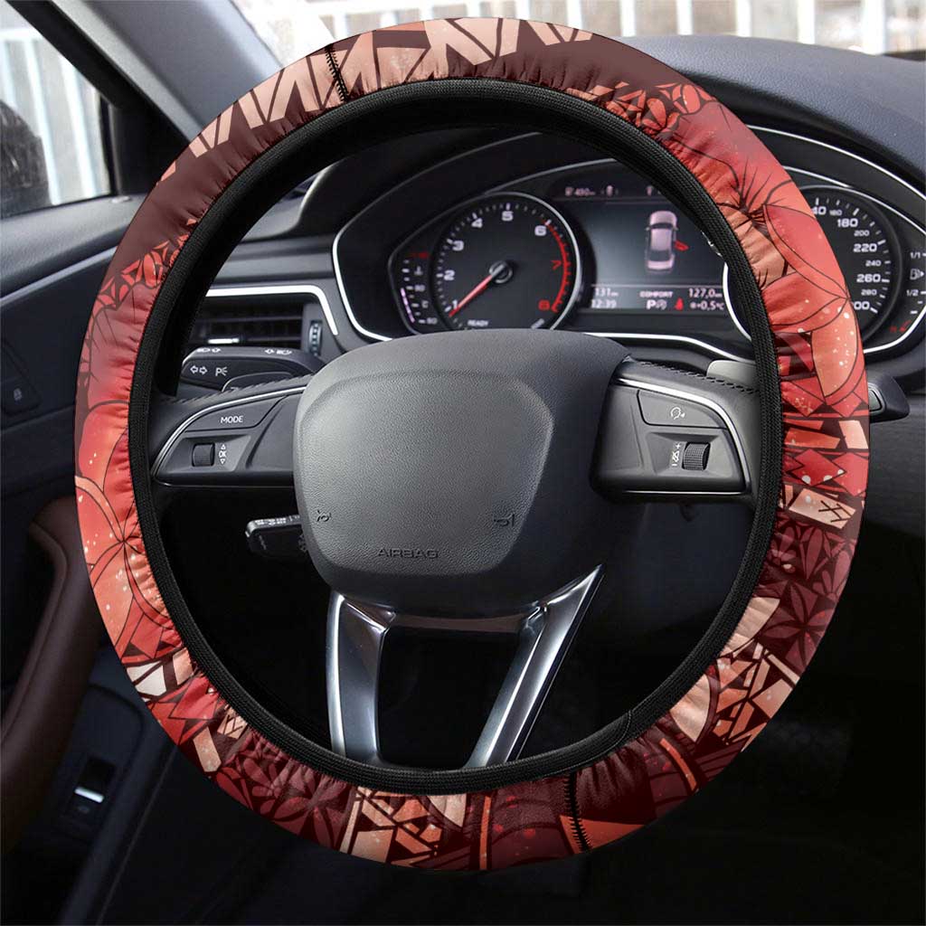 Maori Romantic Valentine Steering Wheel Cover The Hongi Kiss Red Galaxy DT05 - Polynesian Pride