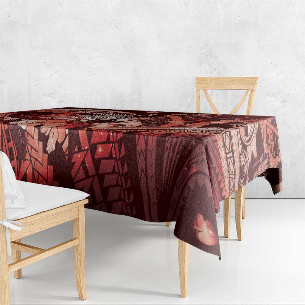 Maori Romantic Valentine Tablecloth The Hongi Kiss Red Galaxy DT05 - Polynesian Pride