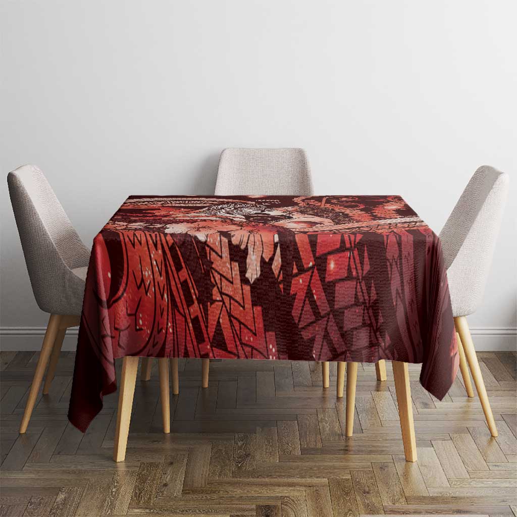 Maori Romantic Valentine Tablecloth The Hongi Kiss Red Galaxy DT05 - Polynesian Pride